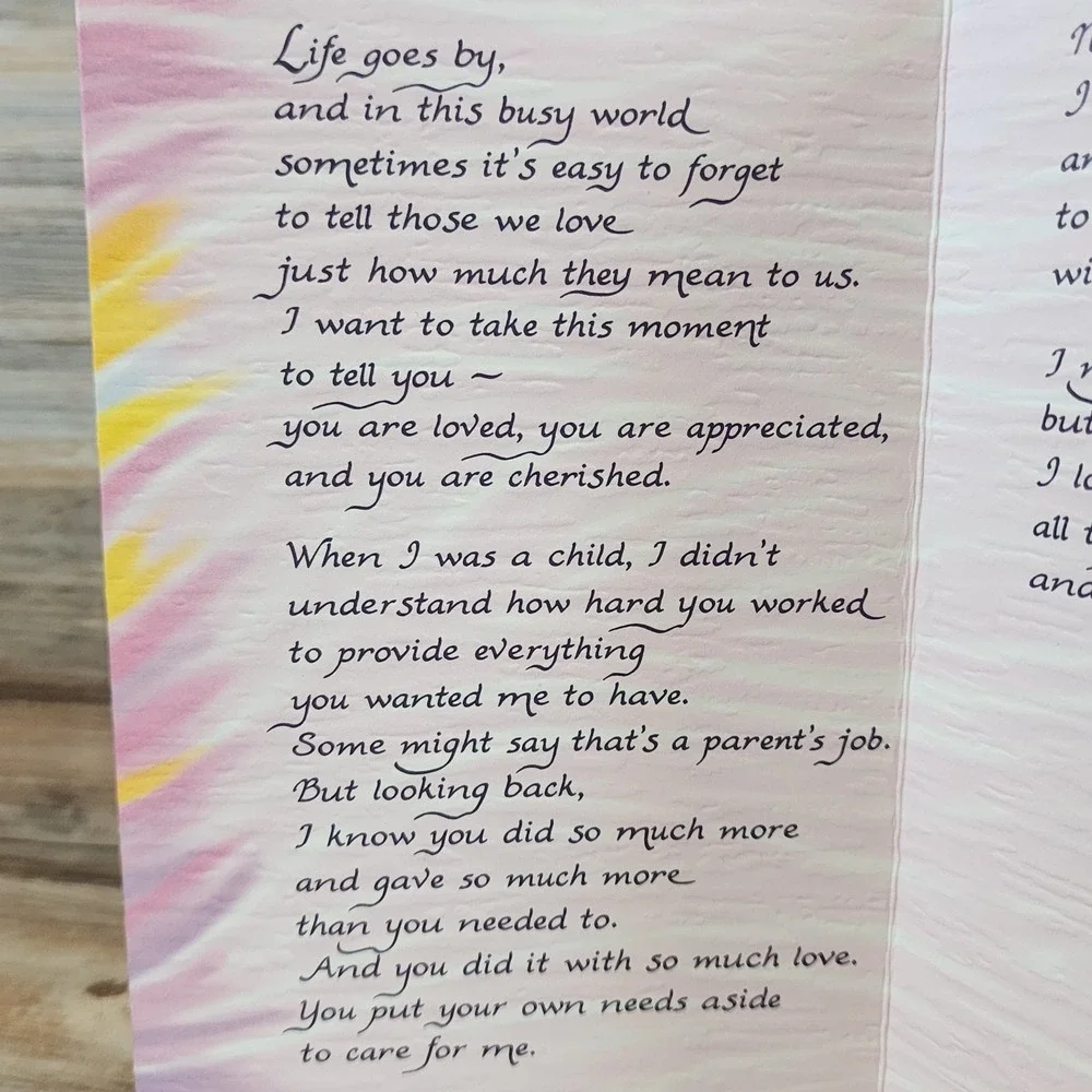 Blue Mountain Arts Mother Greeting Card Jason Blume Poem Abstract Pink Yellow